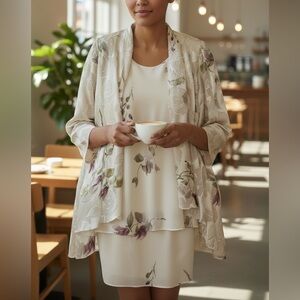 Vintage White Floral Dress Set | 4